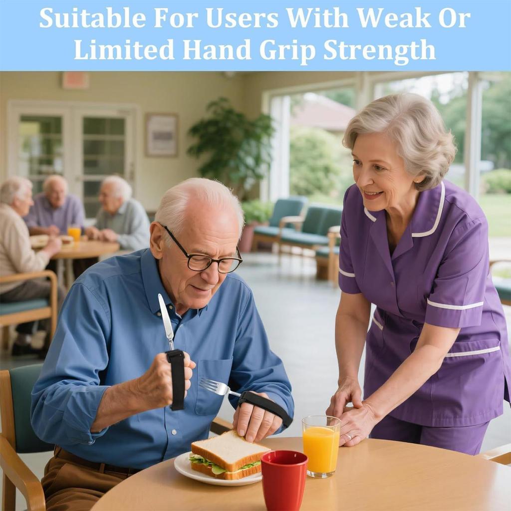 Utensil Holder Hand Strap Adjustable Hand Strap For Holding Utensils Grip Aid Eating Assistance Cuff For Support Weak Grip Daily