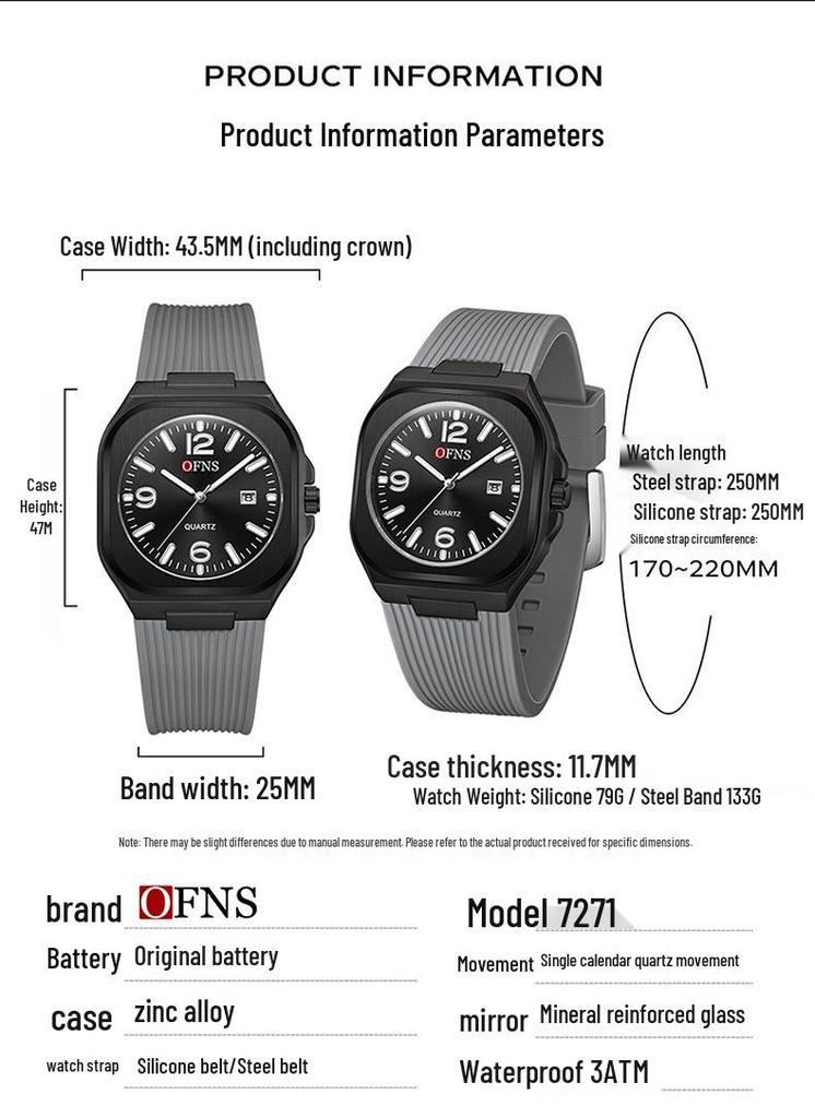 Ofns Men's Waterproof Business Watch, Bestseller, Square/Round Dial, Classic Single Calendar