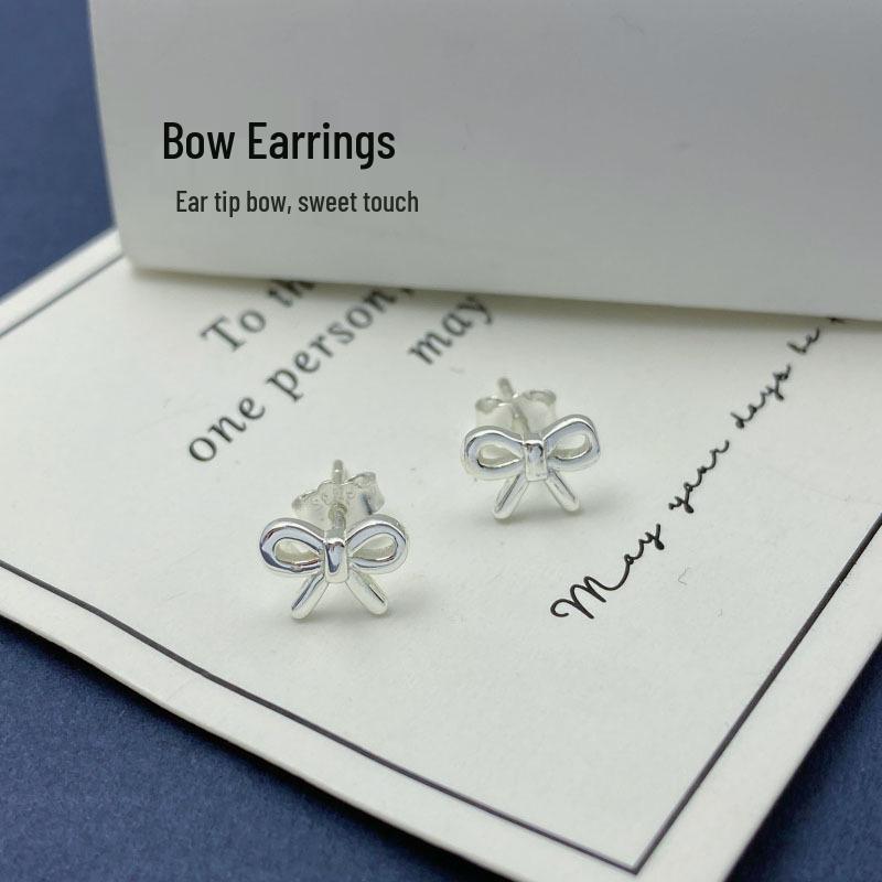 S925 Sterling Silver Bow Earrings - Cute, Mini, Fashionable, Versatile Jewelry