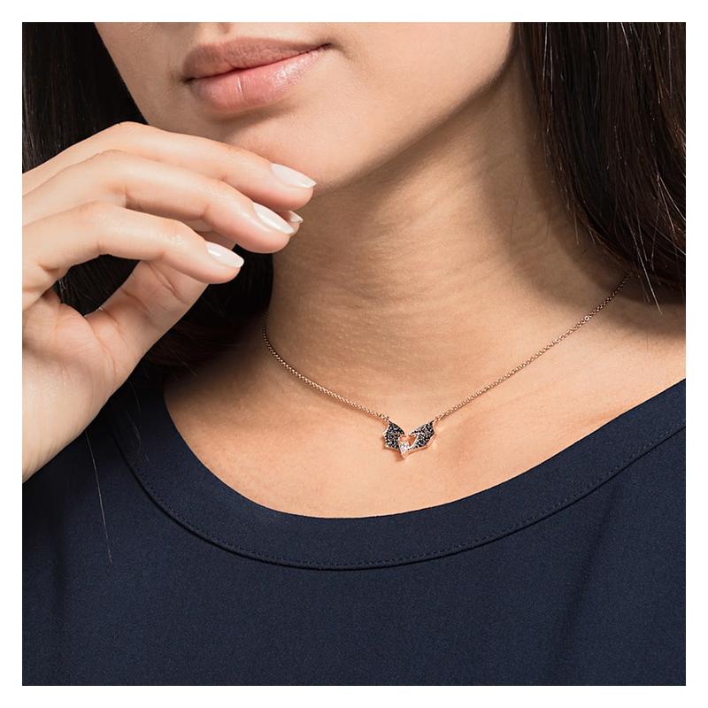Swarovski Mysterious bat necklace for women, rose gold plated 5491564