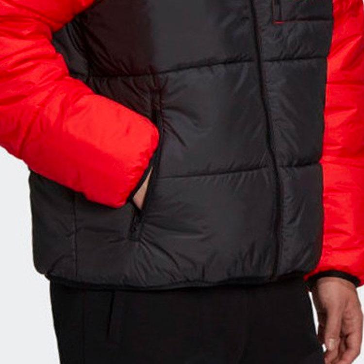 Adidas Jachetă Puf Călduroasă Originală cu Blocuri de Culoare, pentru Bărbați, Îmbrăcăminte Exterioară, Negru Roșu H13572