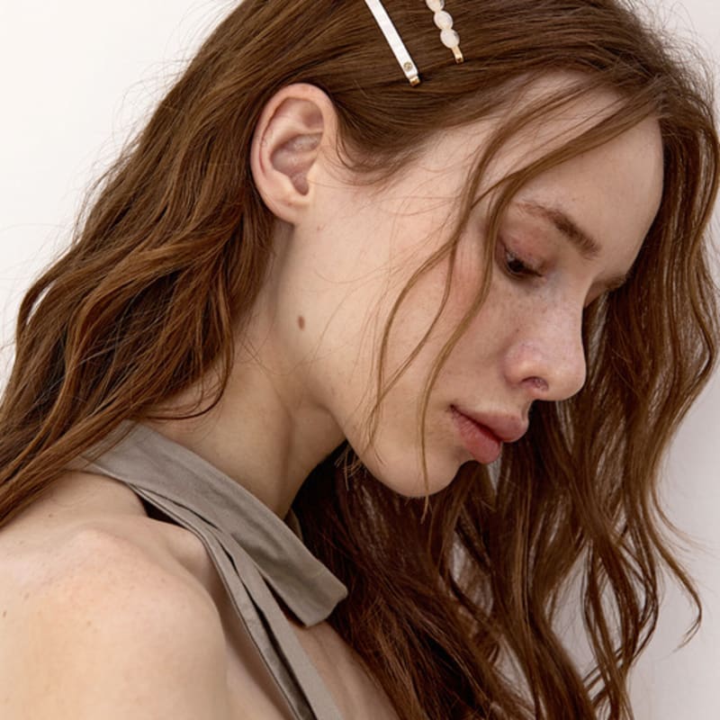 

Ssecondo [SET]Marble side hair pin SET_4 colors Caramel line SET