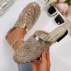 Women Slippers Summer Luxury Brand Slippers Lightweight Round Head Shoes Water Diamond Large Size Flat Sandals Slides