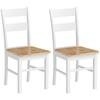2-Piece Kitchen Chair Set, Rubberwood, Curved Slat Backrest, White