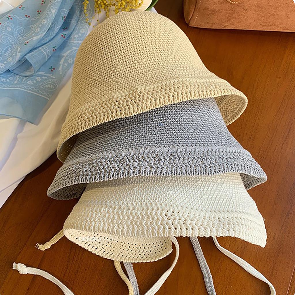 Women's Wide-Brim Straw Hat Summer Breathable Windproof Strap Bucket Cap Ladies Girl Beach Travel Foldable Sunshade Hats