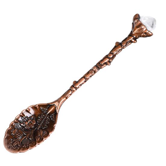 Crystal Coffee Scoop Vintage Carved Stirring Spoon Irregular Polished Stone Dessert Spoon