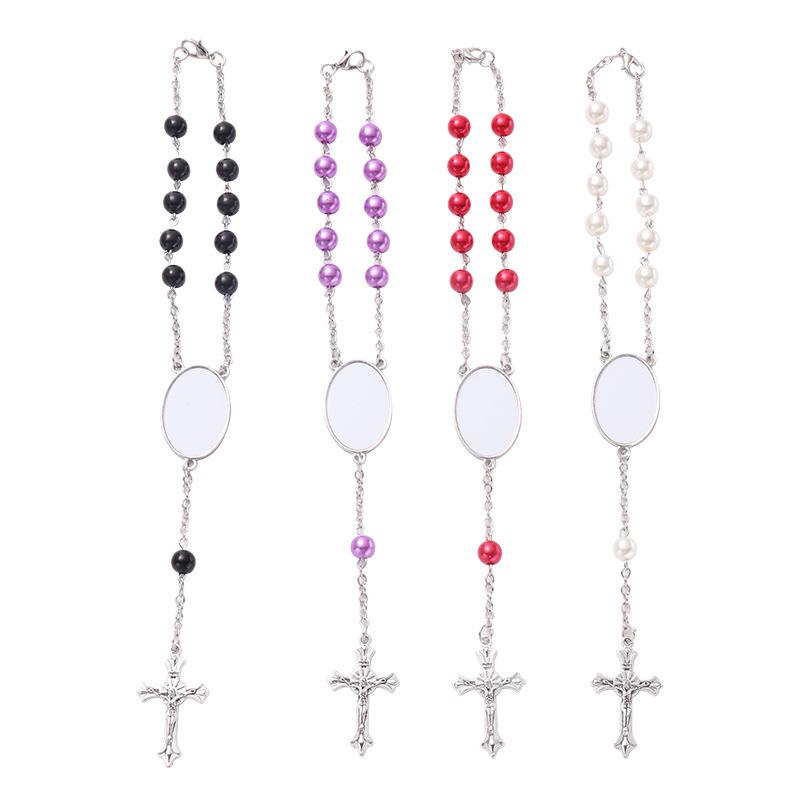 

Heat Transfer Rosary Necklace & Sublimation Bracelet Jewelry Set фіолетовий