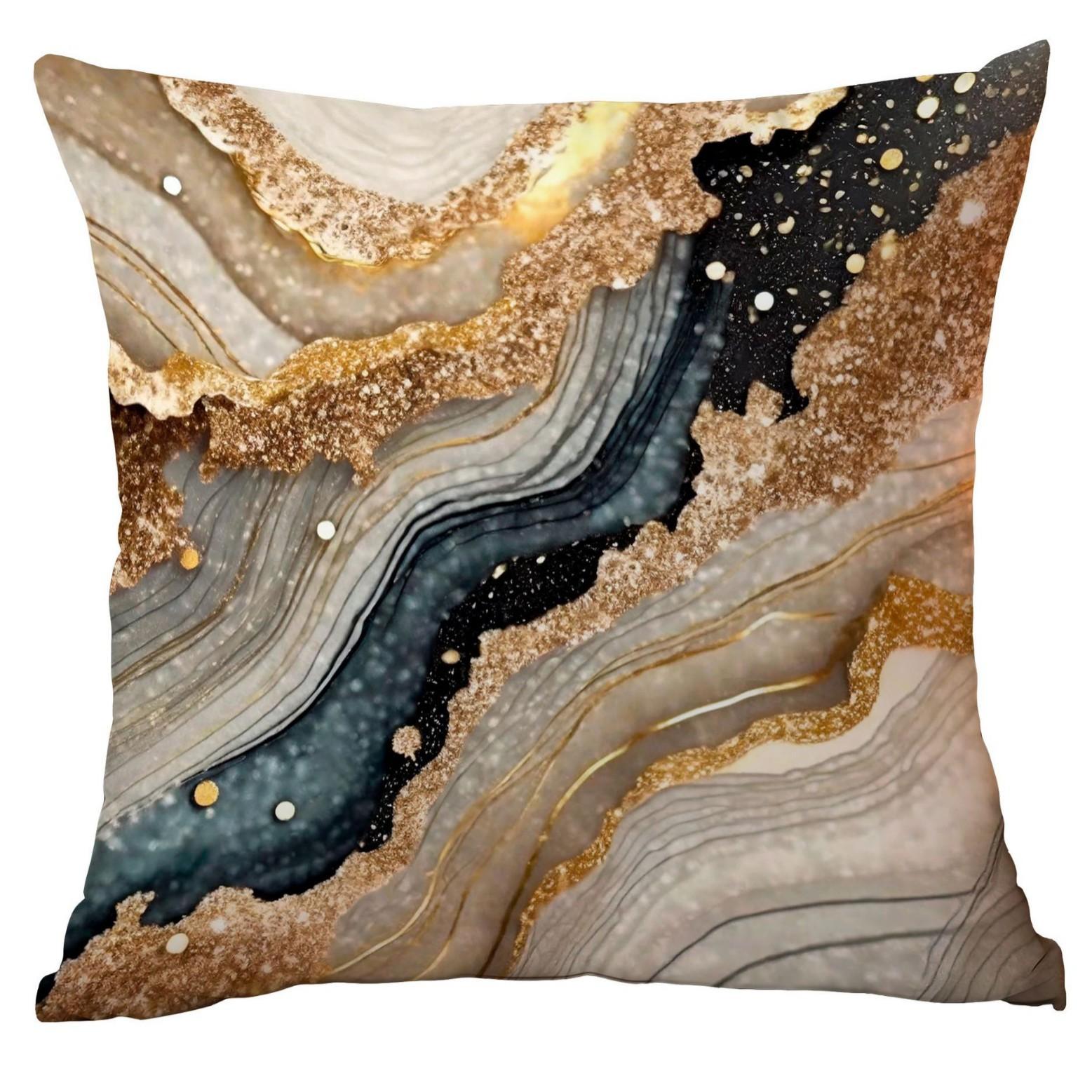

Мраморный Черный Позолоченный Подушка Дом Диван Подушка Наволочка Украшение 45 * 45Cm