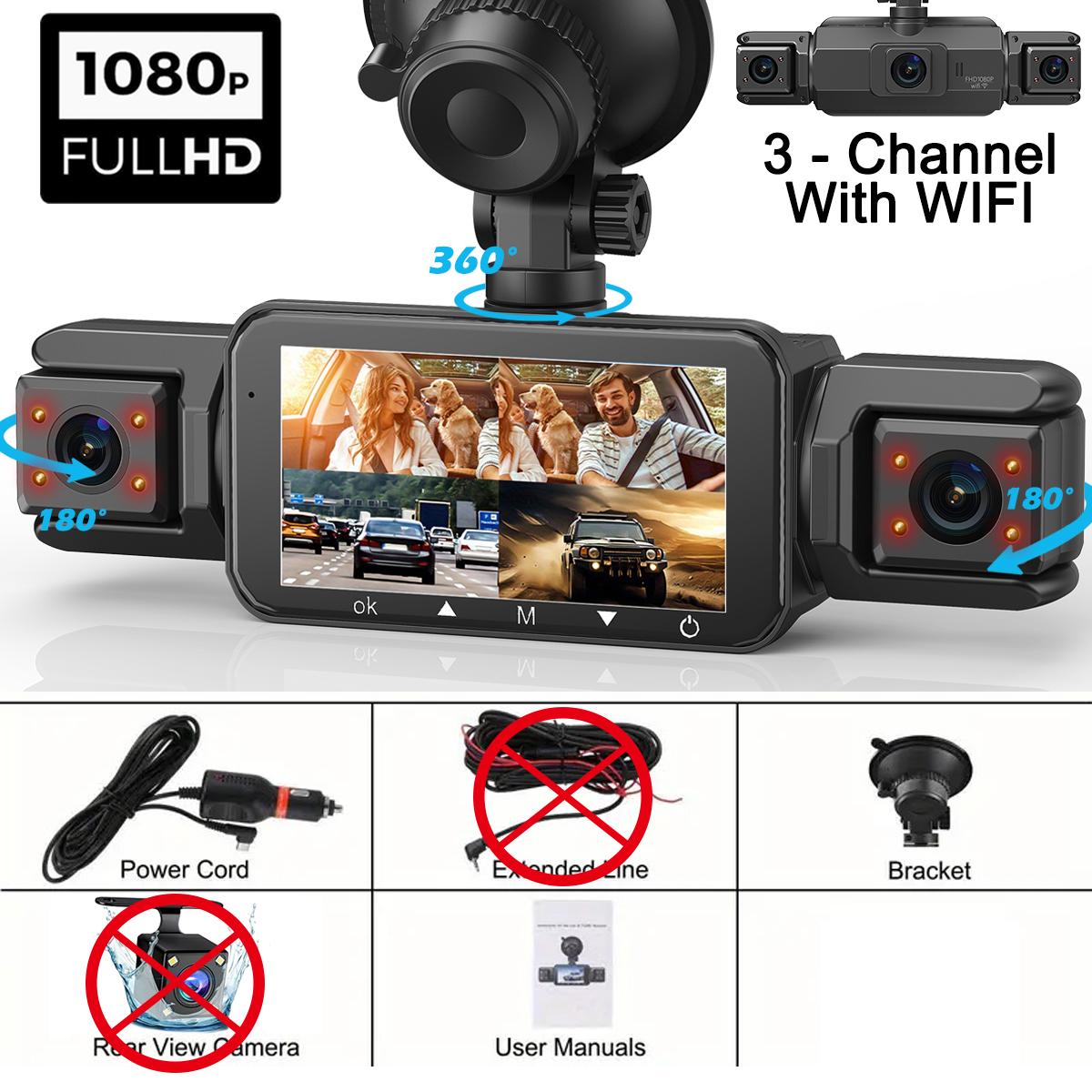 

360° dashcam car camera recording wifi wireless webcam way video recorder 1080P 24 Parking 4 Channel Car black box No SD Card
