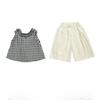 Girl's Sleeveless Wide Leg Pants Set Summer Fashion Versatile Checkered Casual Set for Girls