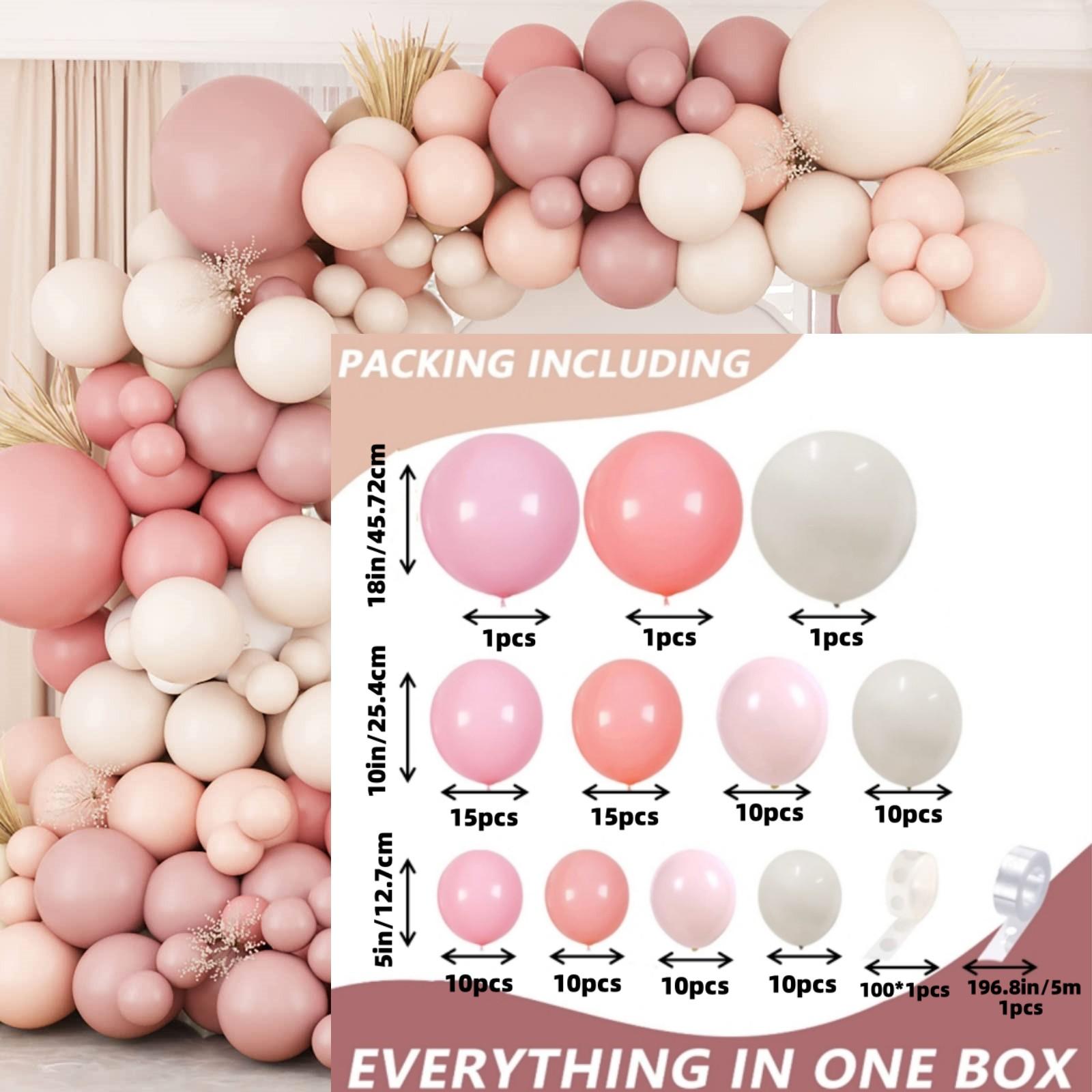 

Boho18 дюймов Пыльная Роза 95 шт. Нейтральный Коричневый Цвет Слоновой Кости Белые Воздушные Шары Комплект Арочных Гирлянд из Воздушных Шаров. Детский душДень Рождения Свадьба