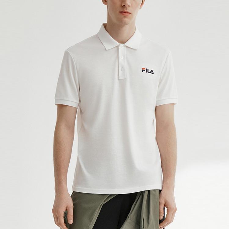 Fila Logo Bee Embroidery Short Sleeve Polo Shirt Men Tops White F11M028126F-WT