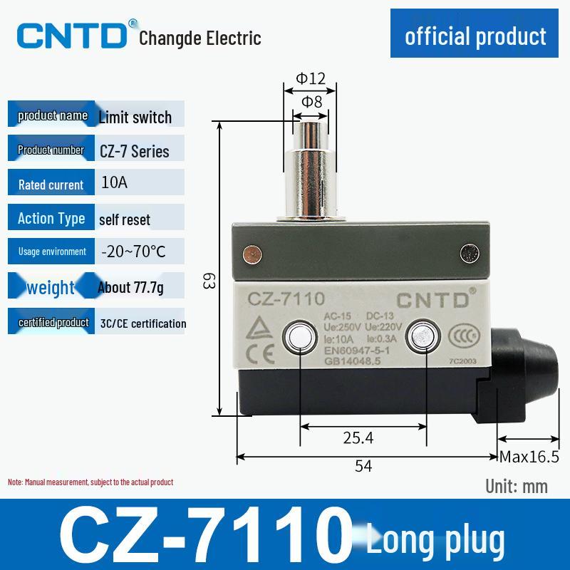 CNTD CZ Limit TZ Micro Switches: Models CZ-7310, 7311, 7121, 7120, 7141, 7144.