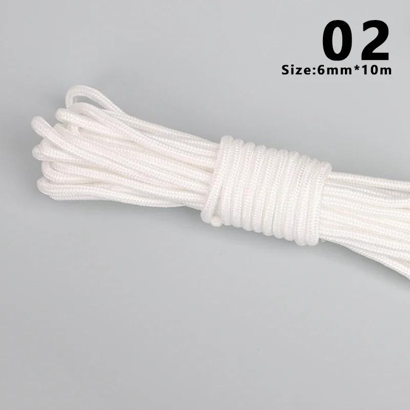 10m 4/6/8mm Thicken Nylon Rope Non-slip Wear-Resistant Strong Braided Rope DIY Bag Clothesline Handicrafts Making Accessories