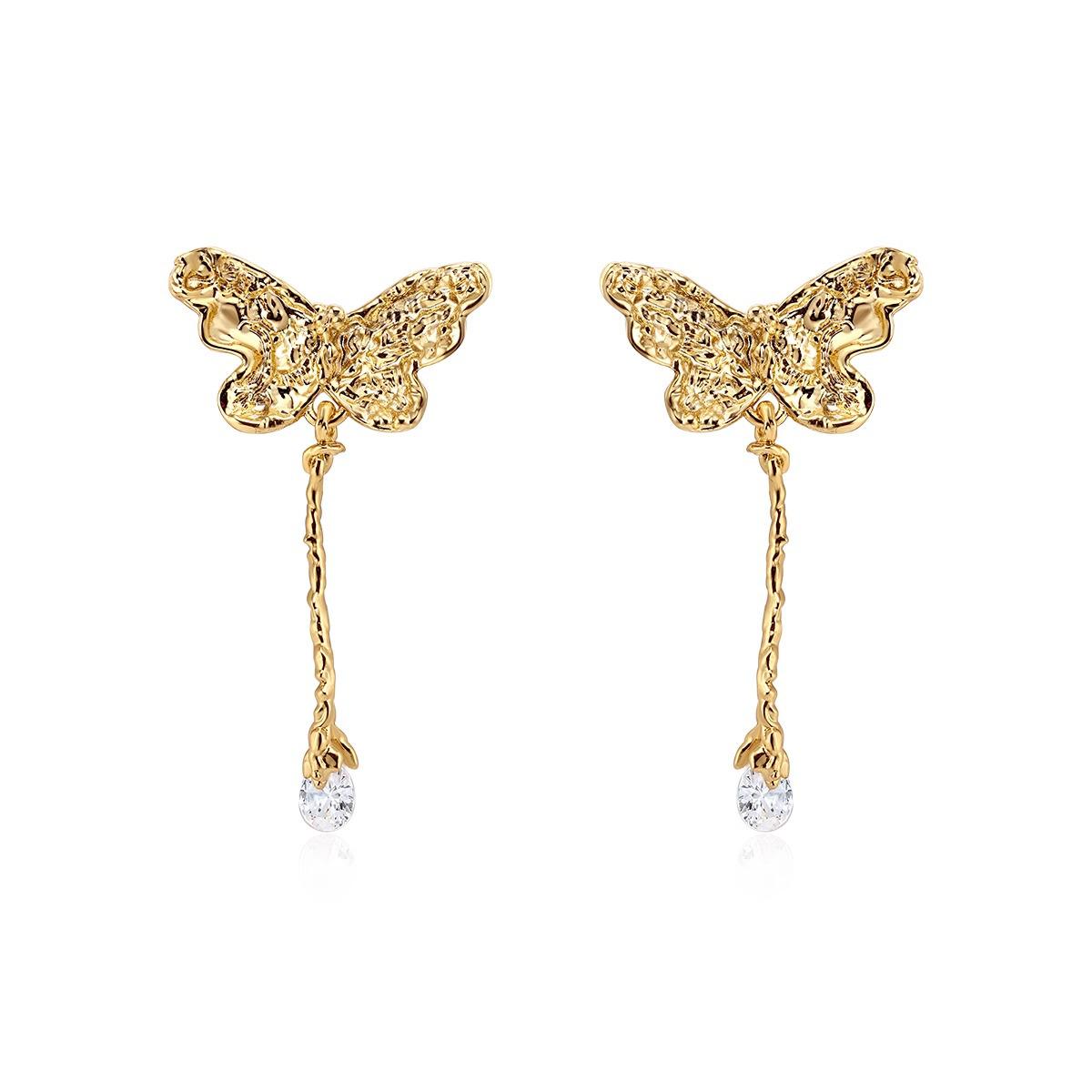 

Boonee Zircon Butterfly Tassel Earrings: Elegant Chinese Style for Round Faces