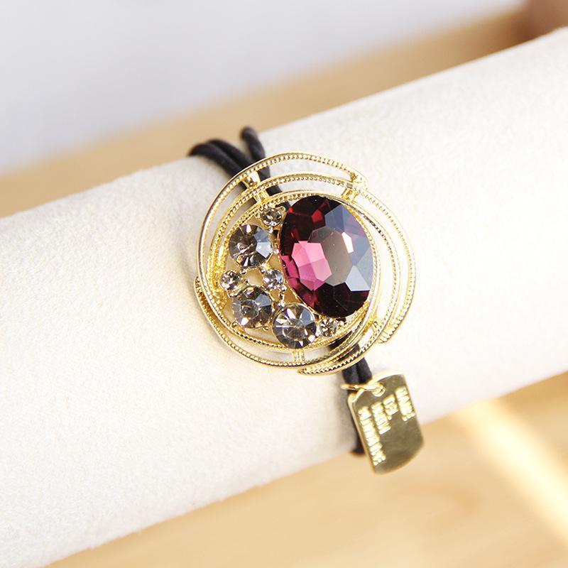 Vintage Elegant Crystal Hollow Metal Hair Rope Scrunchies Women Girls Elastic Tie Hair Rubber Bands Holder Accessories Headdress