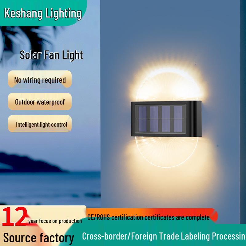 

Сонячний настінний світильник: Світлодіодний для зовнішнього двору, Віялоподібний, Індукція кроку, Водонепроникний Warm Light