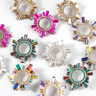 European-American Sunflower Rhinestone Earrings - Fashionable, Creative Alloy Design