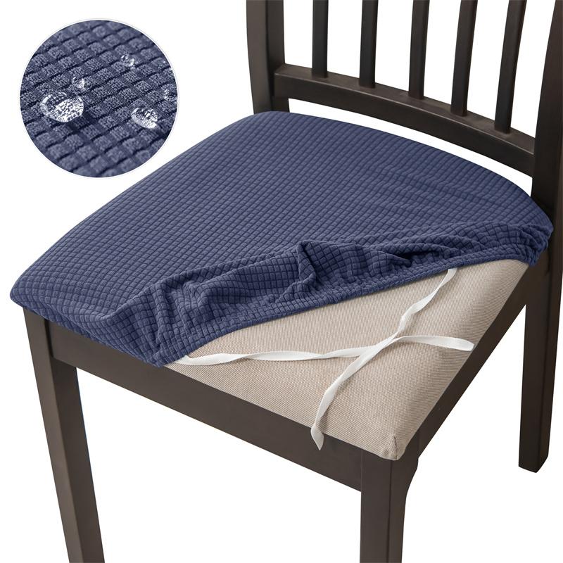 Jacquard Dining Chair Cushion Cover Solid Color Water Repellent Chair Slipcover Dustproof Anti-slip Seat Cover for Living Room