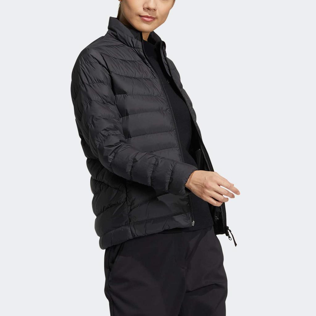 Adidas Womens Essential Down Jacket With Logo Print High Collar Golf Outdoor Sports Down Jacket Women Jackets Black HG5760