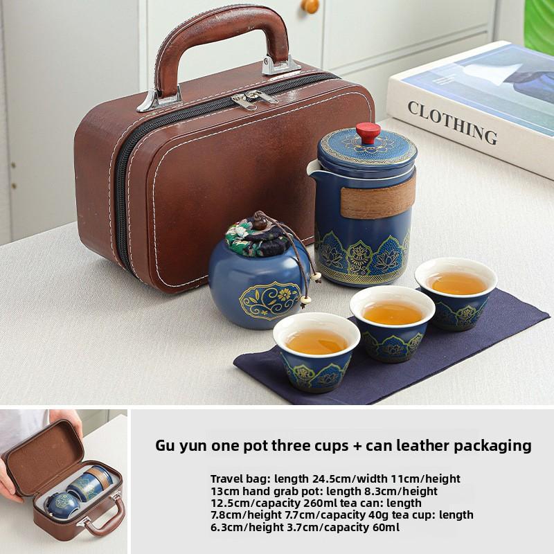Travel Tea Set with Ancient Charm Portable Kuaike Cup Ceramic Kung Fu Tea Set