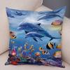 Schildpad Haai Dolfijn Dier Kussensloop Decor Onderwater Wereld Kussenhoes Zachte Pluche Kussensloop voor Bank Huis Auto,