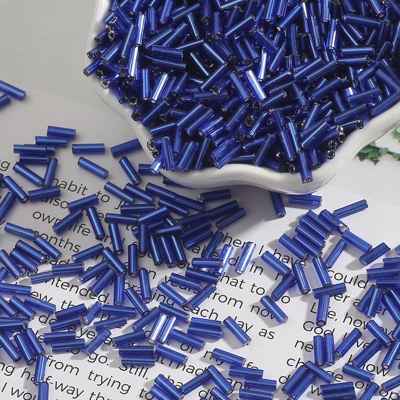 7mm Silver-Filled Glass Rice Tube Beads for DIY Jewelry, Necklace & Clothing Accessories