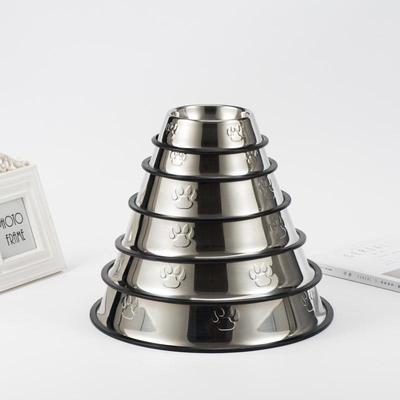 Non-Slip Stainless Steel Pet Bowl with Footprints - Ideal for Dogs and Cats Food/Feeding Utensil