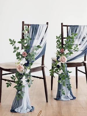2 Stück Stuhldekorationen, Stühle, Rückenlehnen, Kirchenbänke, Rosen, Blumen, Hochzeitsgang-Arrangement für Zuhause, Outdoor, Hochzeitszeremonie, Feier, Dekor