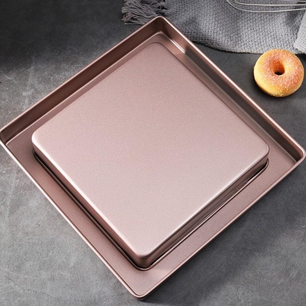 Nonstick Carbon Steel Cake Mold Champagne Multifunction Pizza Baking Tray Heat Resisting Easy Clean Square Baking Pan Home