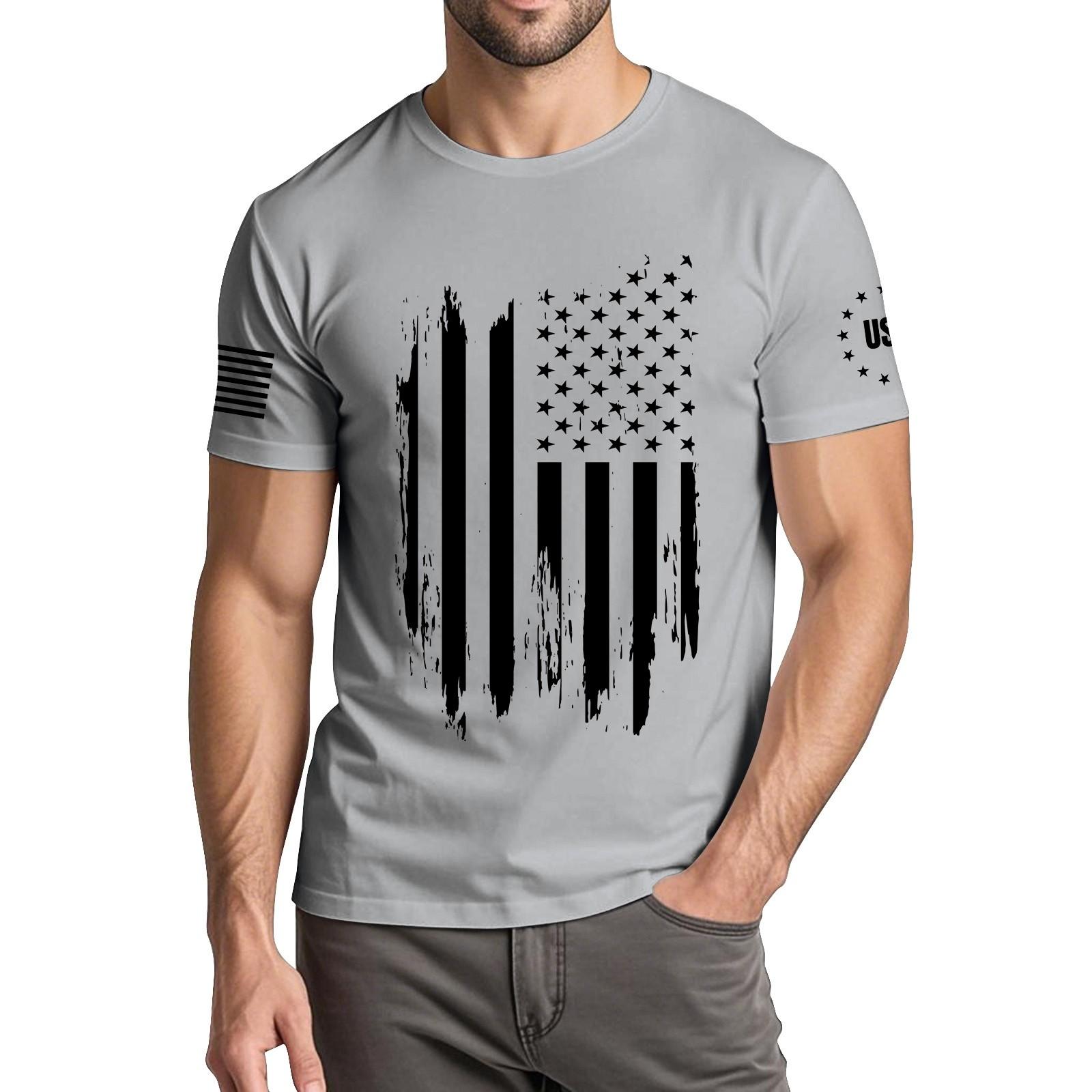 

Мужская модная повседневная футболка с круглым вырезом и коротким рукавом с принтом «День независимости» L