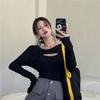 Hollow Long-sleeved T-shirt Women's Autumn New Hot Girl Sexy Slim Design Base Shirt Student Top