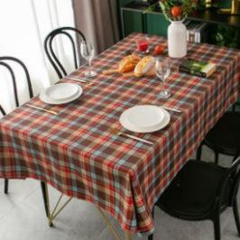 Tablecloth Yarn Red Checkered Festive Decorative Table Cloth American Fabric