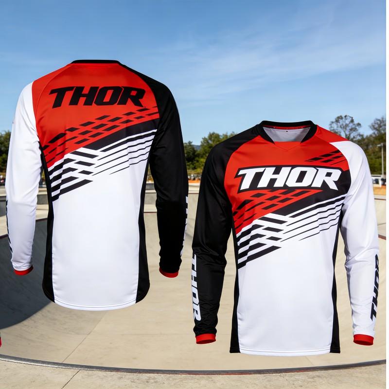 THOR Long Sleeve Mountain Bike Jersey Cycling Apparel Quick Dry Downhill Riding Shirt Men