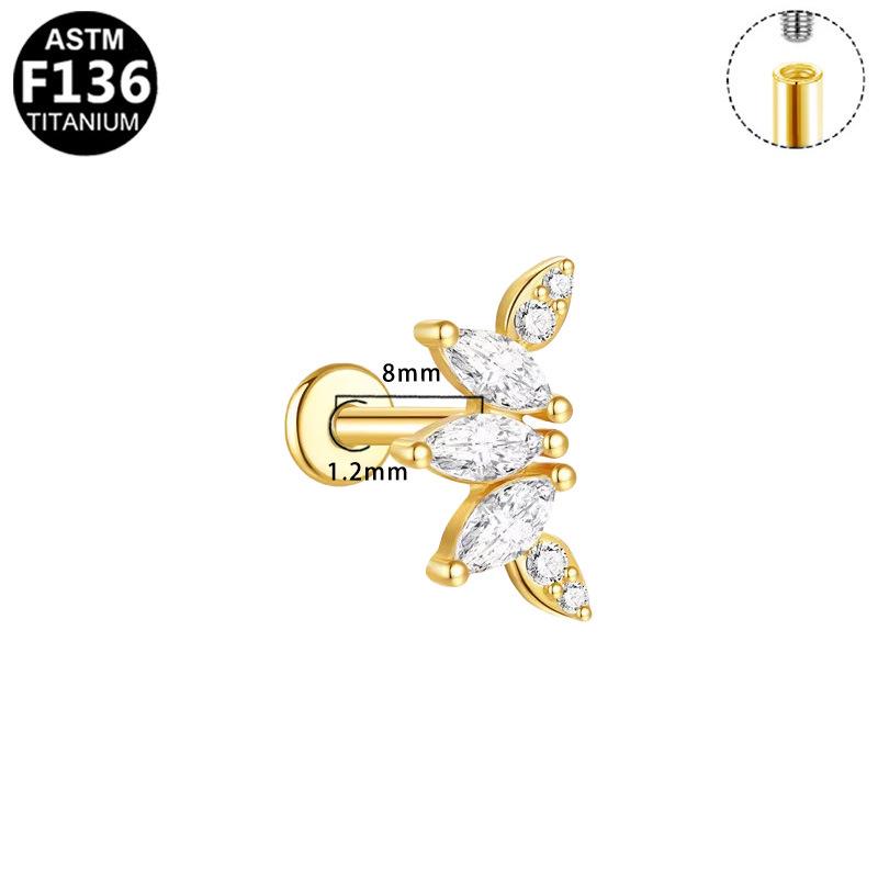 Titanium F136 Moon Threaded Cartilage Stud Earrings - Trendy European & American High-End Fashion