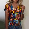 Women T Shirt Abstract Painting Print Funny Clothes Women Short Sleeve T Shirts Top Streetwear Summer Oversized Clothing