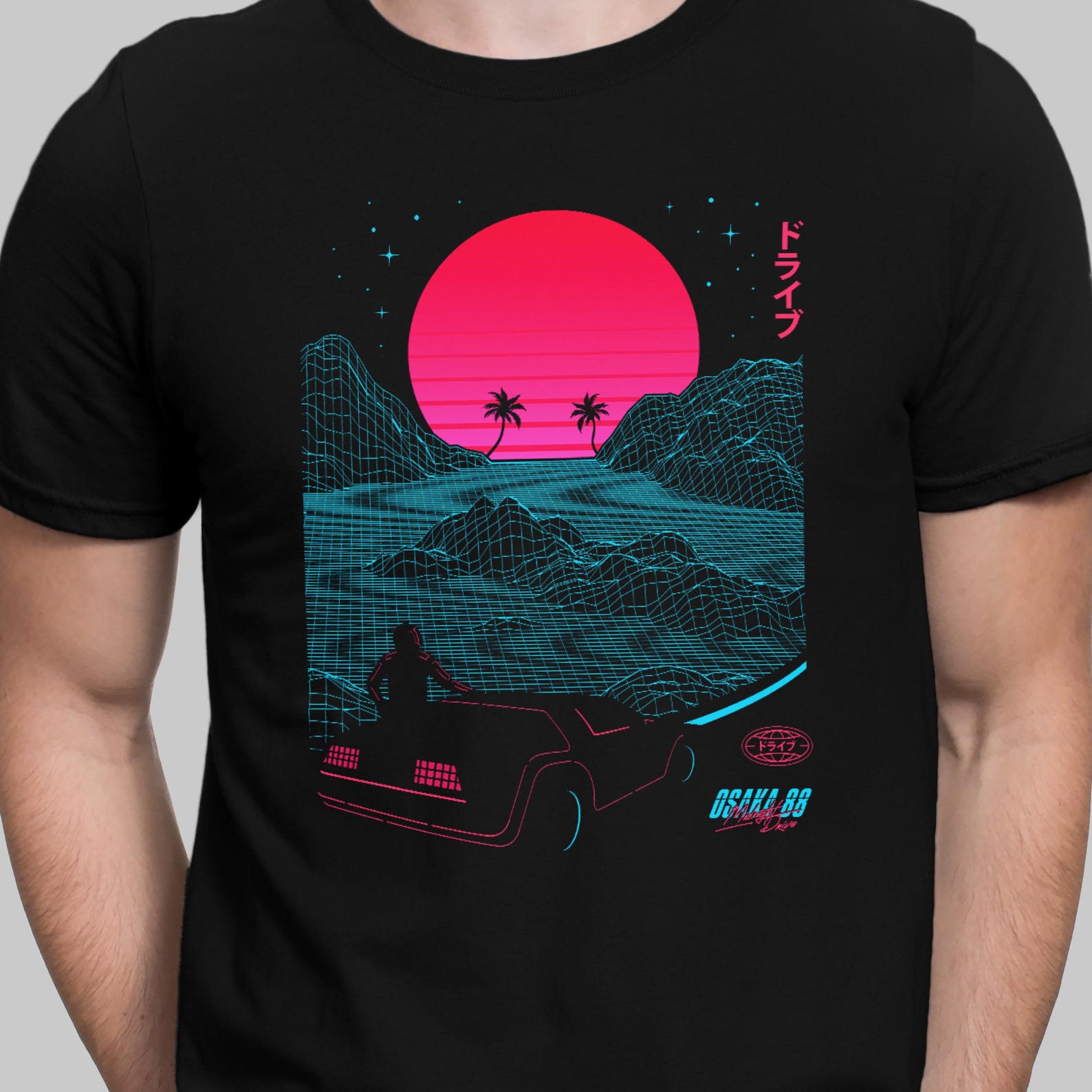 Retro Eighties Vaporwave T Shirt 80s Cyberpunk Landscape T-shirt L