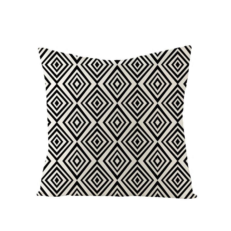 Black and White Nordic Simple Geometric Linen Pillowcase Modern Style Pillowcase Car Cushion Home