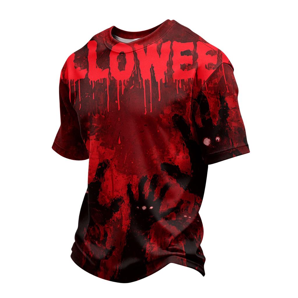 Men's Casual Short Sleeve Lightweight Breathable Crew Neck T-Shirt Halloween Pumpkin Print Pattern Comfortable Fit