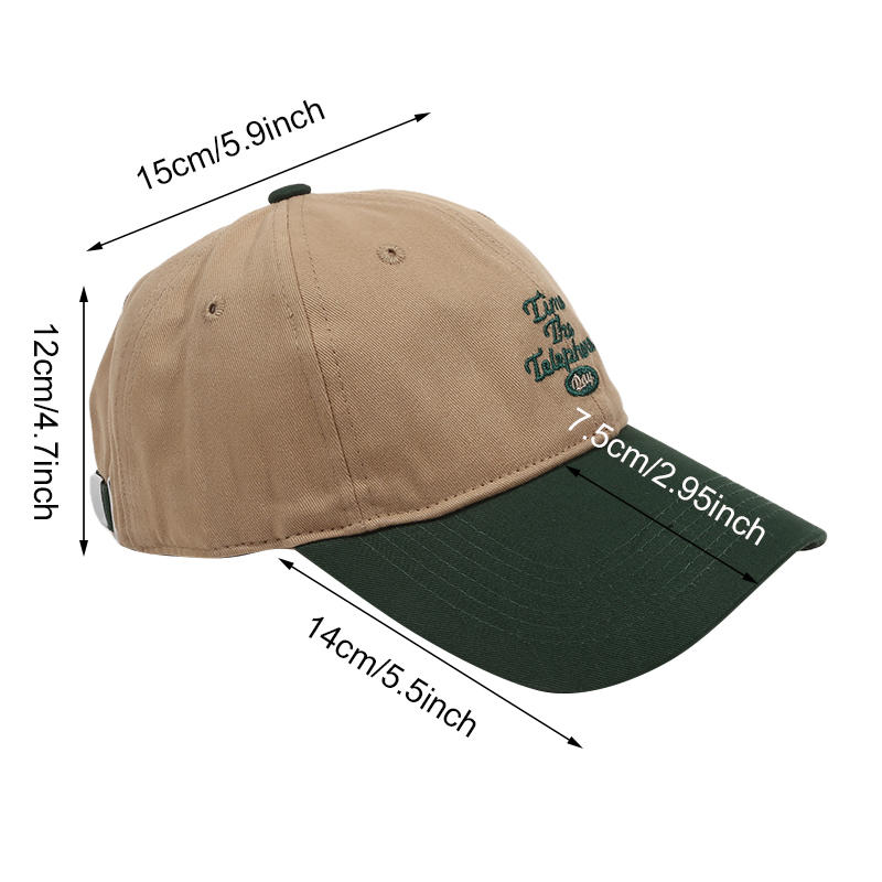 Fashion Korean Style Letter Embroidered Baseball Cap Unisex Street Casual Color Blocking Peaked Cap