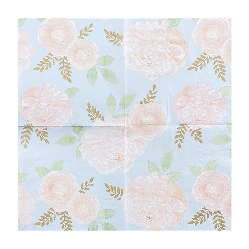 20pcs/Pac 33*33cm 2-Ply Disposable Party Napkin Floral Pattern
