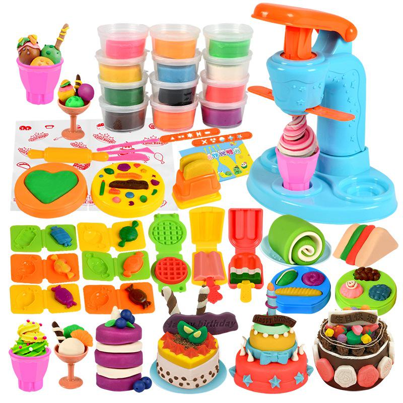 DIY Cake & Ice Cream Play Dough Noodle Maker Set - Clay Molds & Tools for Kids