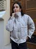 2025 Women's European/American Casual Stand-up Collar Cotton-padded Jacket - Solid Color & Tie-up Design for Winter Warmth