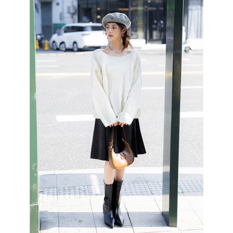 Mokana Women's Plus Size 3D Floral Knitted Long Sleeve Sweater