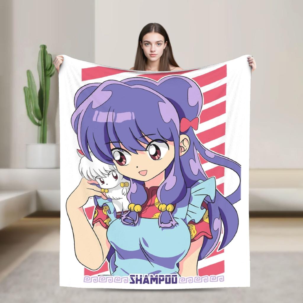 Ranma 12 Blankets Fleece Decoration Anime Rumiko Panda Breathable Lightweight Throw Blanket for Bed Outdoor Plush Thin Quilt