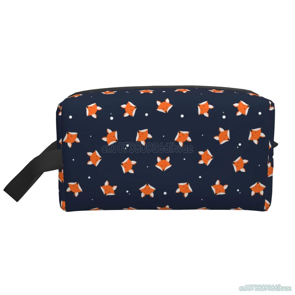 Red Cartoon Fox Kawaii Makeup Pouch Large Capacity Travel Cosmetic Bag for Women Girls Cute Toiletry Bags Portable Storage Bag