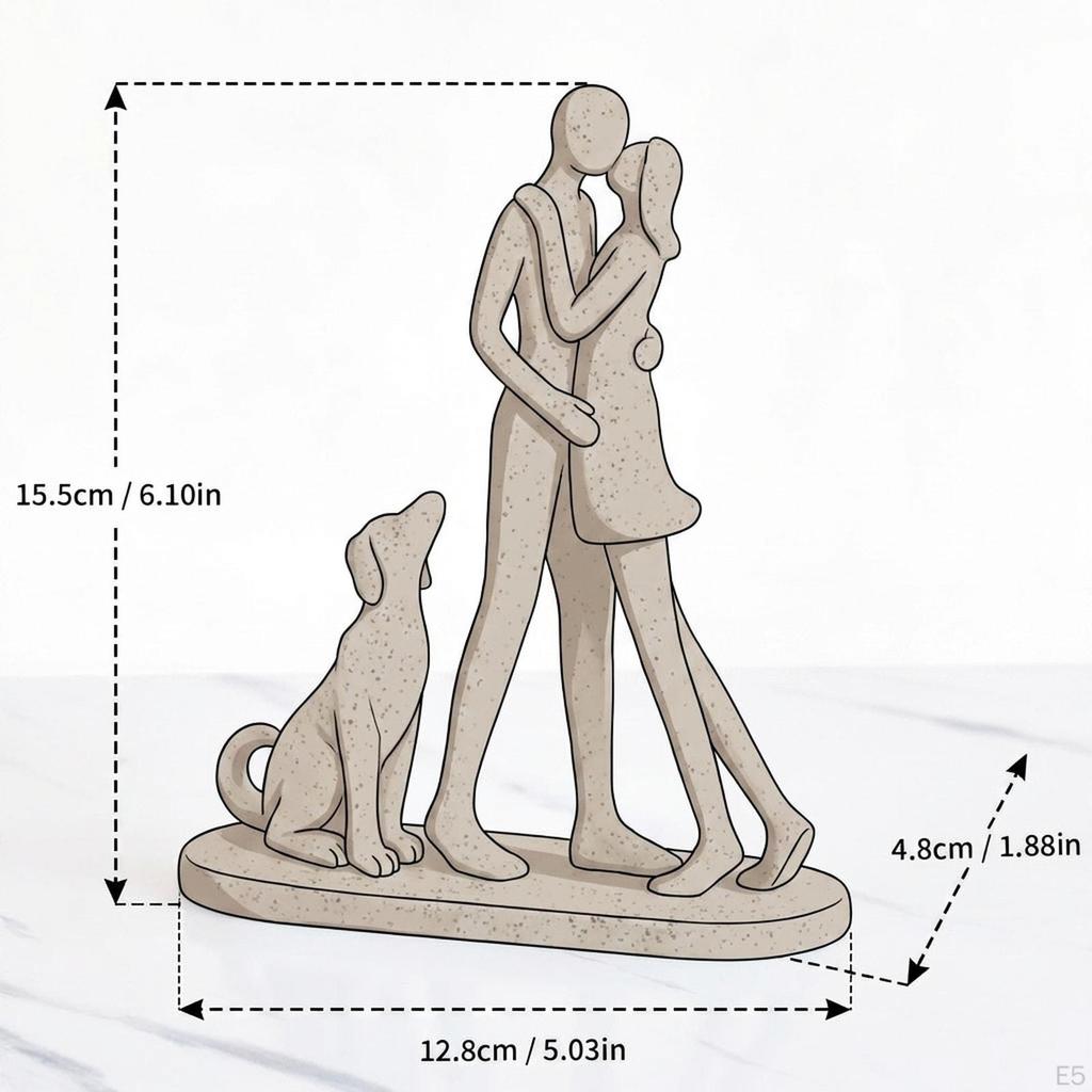 Paar und Hund Skulptur Statue Sammlung Moderne Familienfiguren Heimdeko für Bücherregal Geschenk