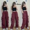 Women Korean High Waisted Slacks Lady Japanese Lace Up Cargo Trousers Female Yellow Pink Blue Black Joggers