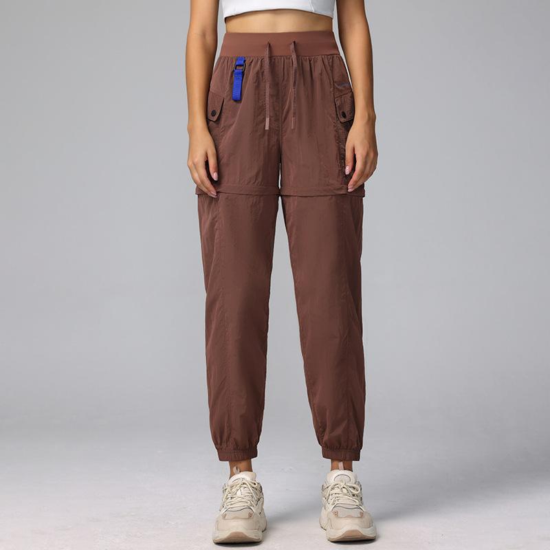 Wysoka talia Luźne ściągane Wiatroszczelne Damskie Skinny Codzienne Outdoorowe Konwertowalne Wiązane Spodnie Sportowe