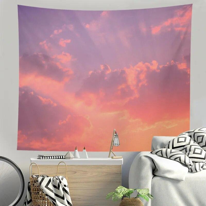 Tapestry Beautiful Small Fresh Blue Sky and White Clouds Background Room Living Room Personalized Home Decoration Hanging Cloth
